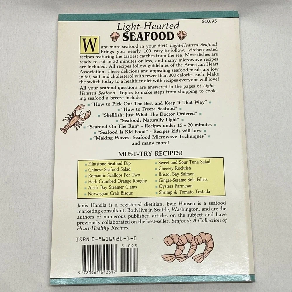 Light-Hearted Seafood Book By Janis Harsila & Evie Hansen‎ Vintage